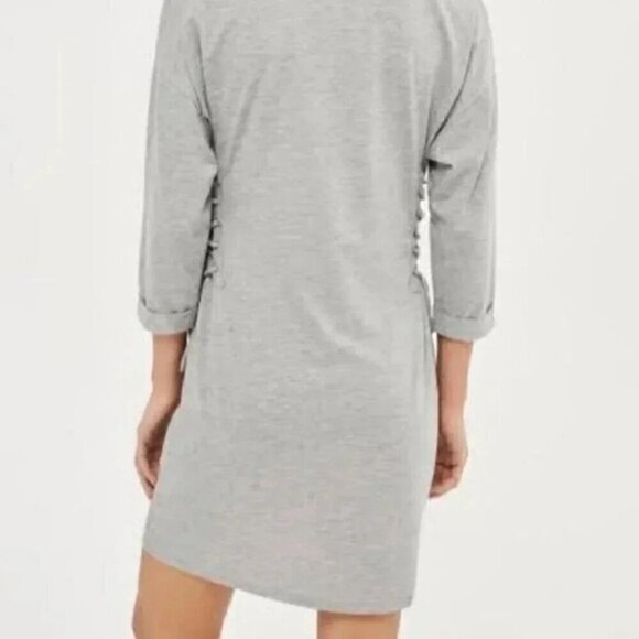 Topshop Lace Up Gray Mini Dress Size 4 - Picture 4 of 11